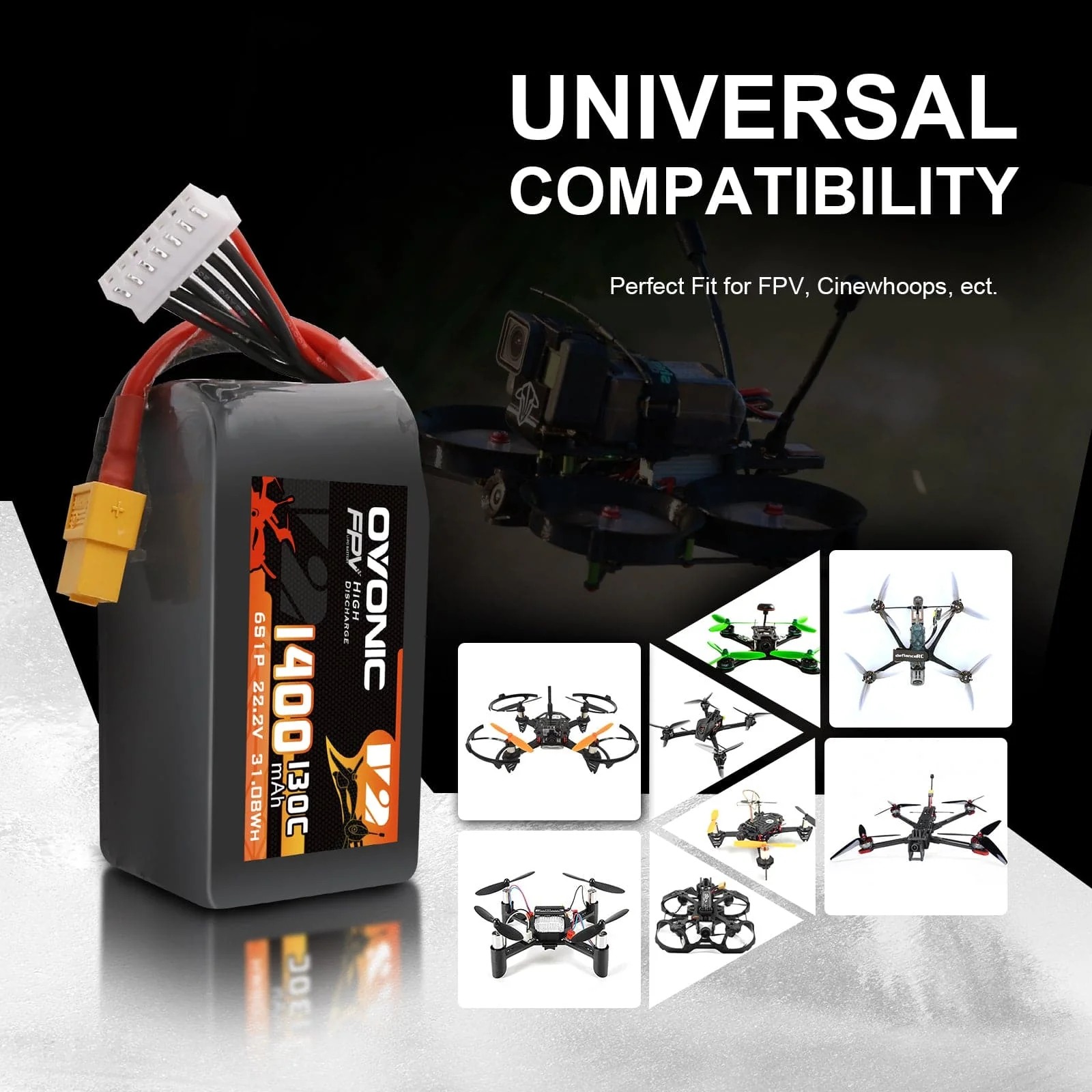 โอโวนิค 6S 1400mAh 130C แบตเตอ - Walksnail Avatar Hd Goggles X บทวิจารณ์และราคา